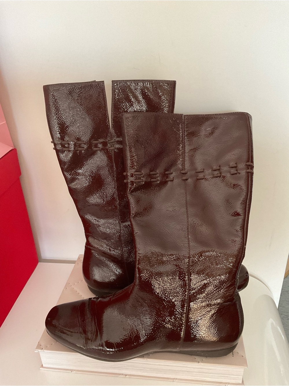 Lacoste Patent Leather Mid-Calf Boots Size 9
